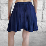 'Short Pixie Skirt' Embroidered Rayon - Blue