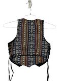 ‘Petal Vest' Pirate, Boho Vest - Blue and Brown patterned