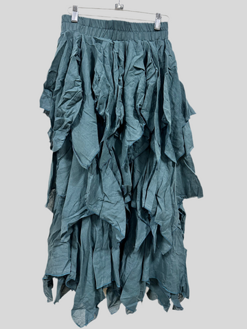 'Fay' Ragged Cut Skirt - Teal