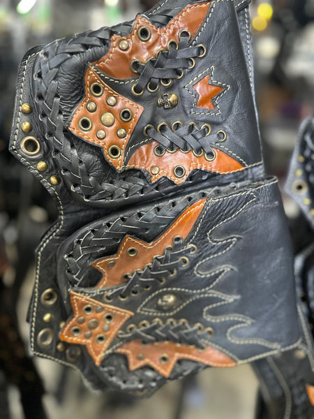 Flame Pouch Belt w/light brown trim