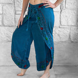 'Split' Indian Stonewashed Rayon Pants - Dark Blue