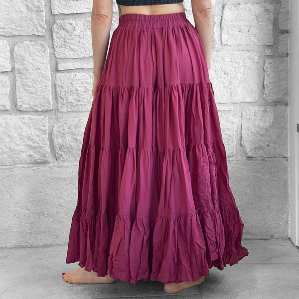 Maxi Tiered skirt - Burgundy Red – Zootzu Garb