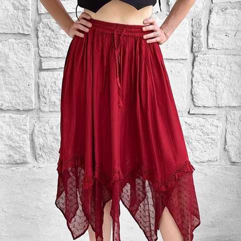 'Folly' Lace Skirt - Red