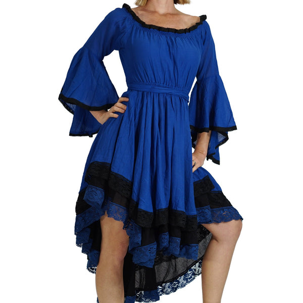 Lace Dress' Long Sleeve - Blue/Black – Zootzu Garb