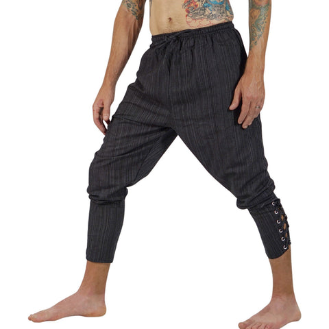 'Ankle Cuff' Medieval Pants - Striped Black