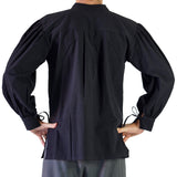 'Merchant' Renaissance Shirt, High Collar - Black - zootzu