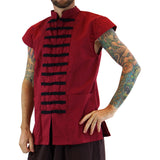 Naval 'Pirate' Vest - Plain Cotton - Red - zootzu