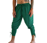 Ankle Cuff Medieval Pants - Emerald Striped Green - zootzu