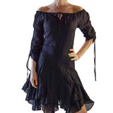 'Bonny Dress' Womens Renaissance Gypsy Gown Pirate Costume - Black - zootzu