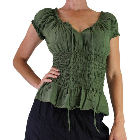 'SS Peasant Blouse, Chemise' - Fern Green
