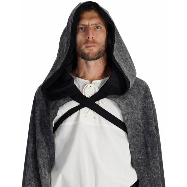 'Hooded Cloak' - Stone Grey/Black - zootzu