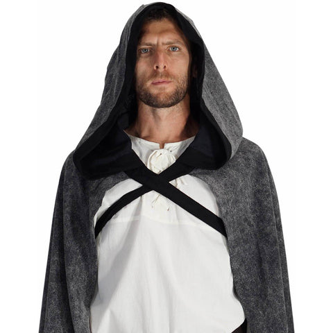 'Hooded Cloak' - Stone Grey/Black