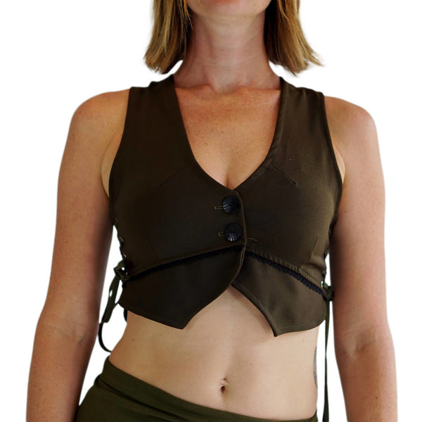 Petal Vest' Boho  Festival - Army Green - zootzu