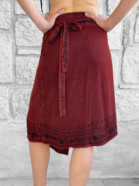 Wrap Around Skirt' Short Embroidered - Red – Zootzu Garb