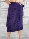'Wrap Around Skirt' Short Embroidered - Purple