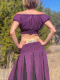 'Peasant Crop Top' Belly Showing Blouse - Dark Purple