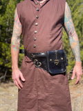'Satchel Swing Latch' Medieval Leather Utility Belt, Boho  - Black