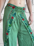 'Split' Indian Stonewashed Rayon Pants - Light Green