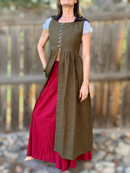 Womens Duster- Green/Brown