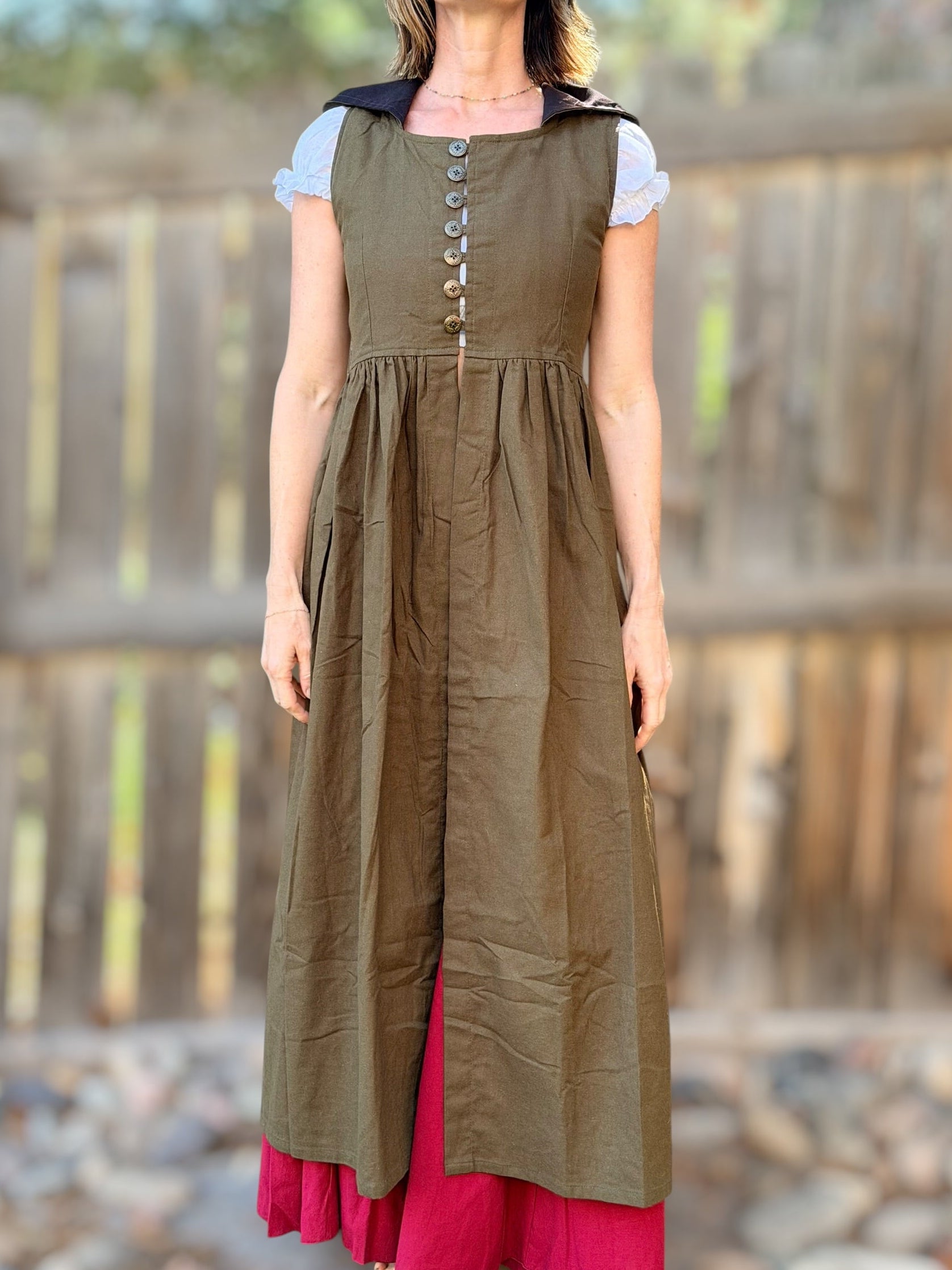 Womens Duster- Green/Brown