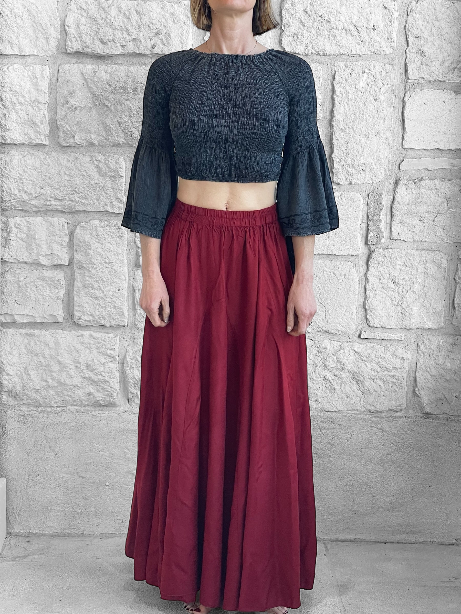 Sadie Long Skirt - Rayon Red – Zootzu Garb