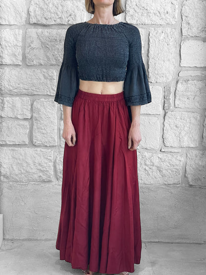 Sadie Long Skirt - Rayon Red