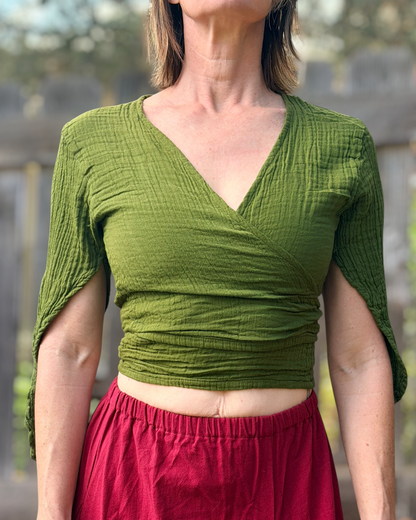 Wrap Around Top - Crinkle Green
