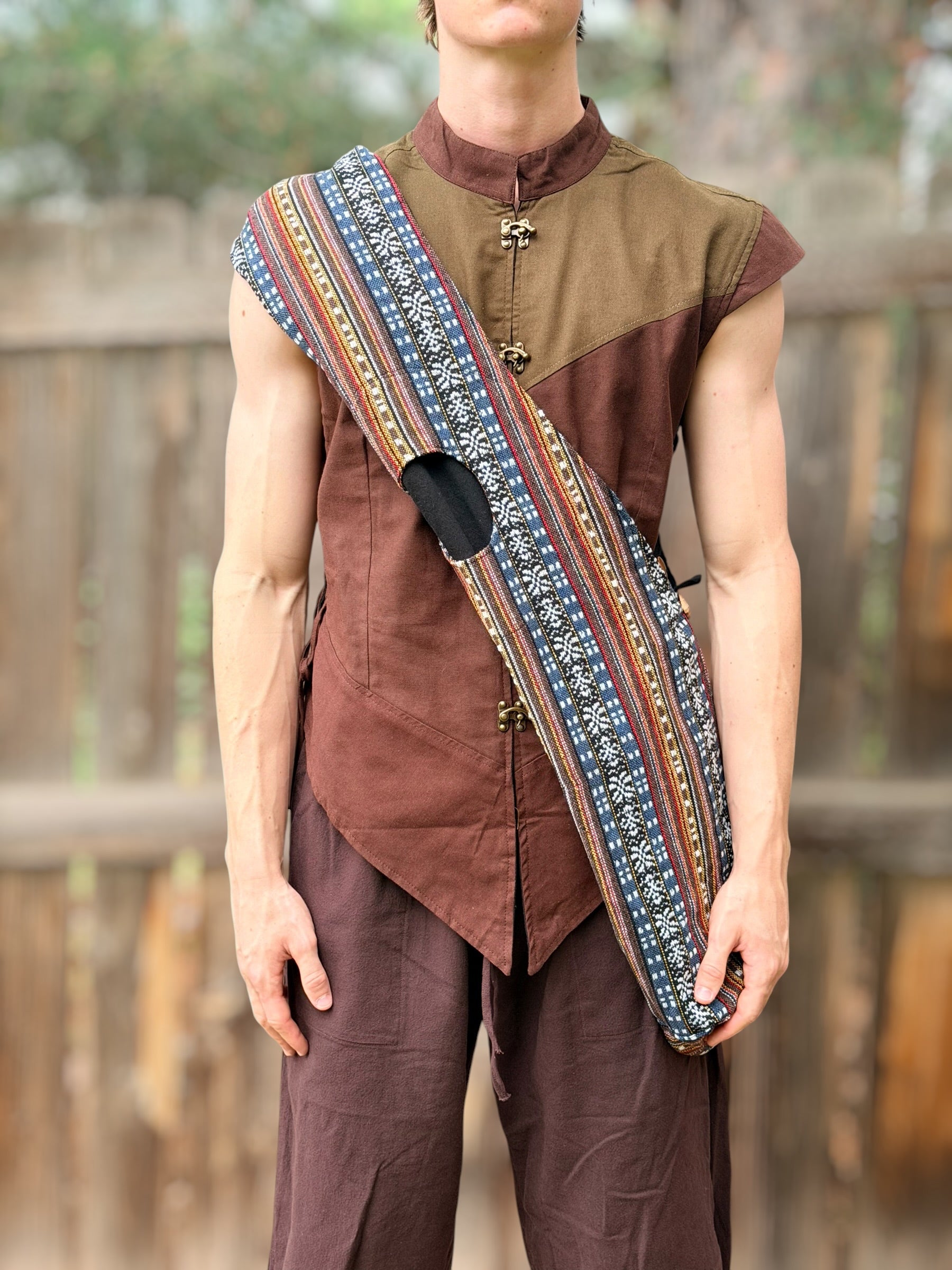 Monk Bag - Blue and Brown patterned