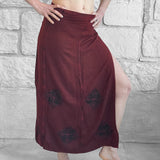 'Wrap Around Skirt' Long Embroidered - Red