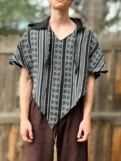 Hooded Cowl - Black/White