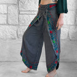 'Split' Indian Stonewashed Rayon Pants - Dark Gray