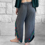 'Split' Indian Stonewashed Rayon Pants - Dark Gray