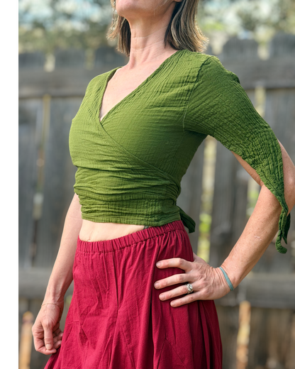Wrap Around Top - Crinkle Green