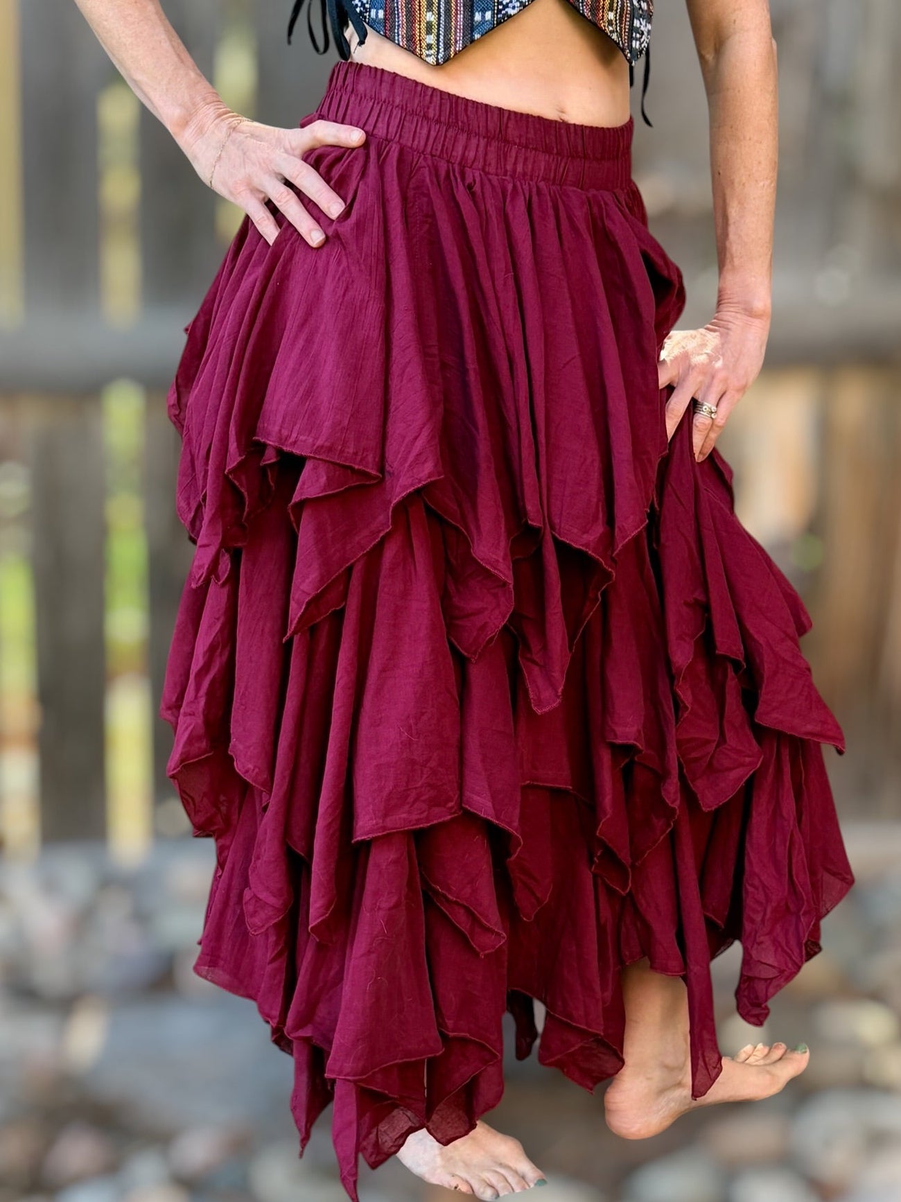 Fay Ragged Cut Skirt - Maroon