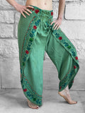 'Split' Indian Stonewashed Rayon Pants - Light Green