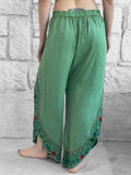 'Split' Indian Stonewashed Rayon Pants - Light Green