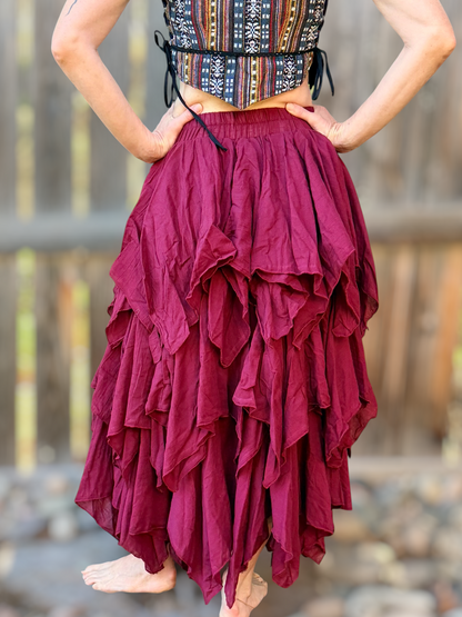 Fay Ragged Cut Skirt - Maroon