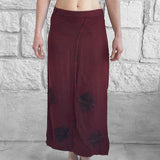 'Wrap Around Skirt' Long Embroidered - Red