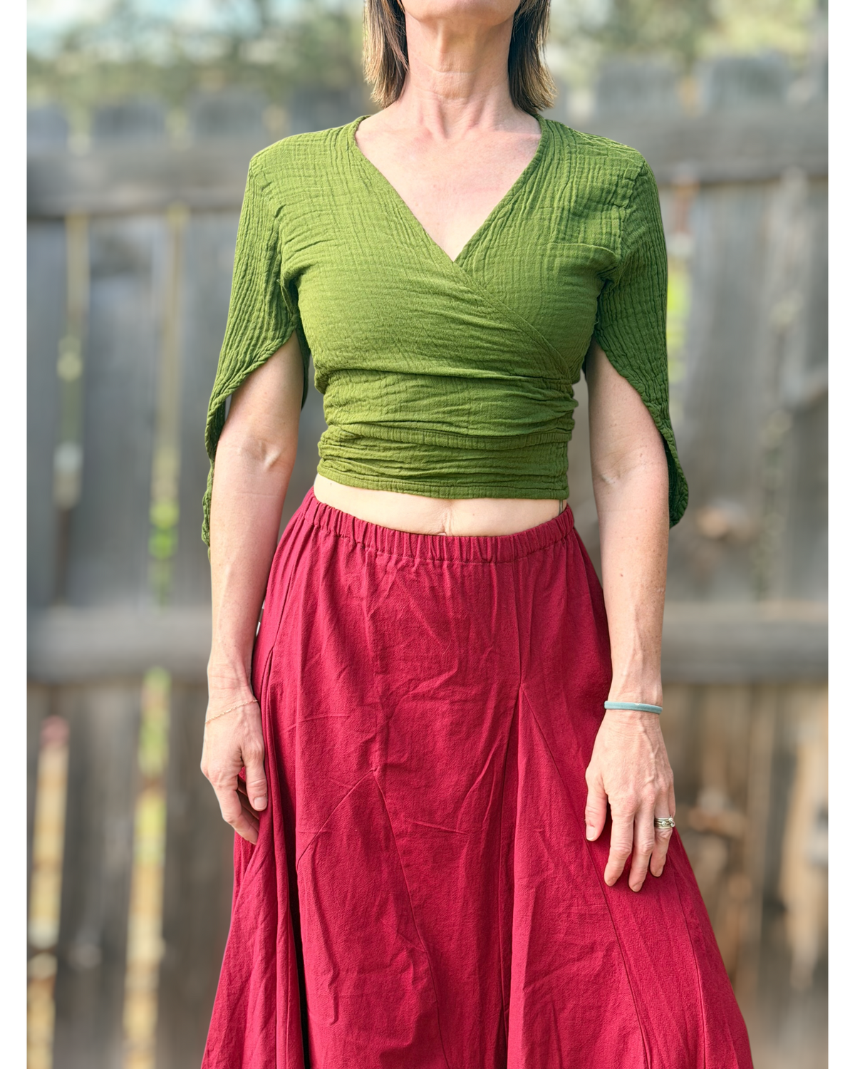 Wrap Around Top - Crinkle Green