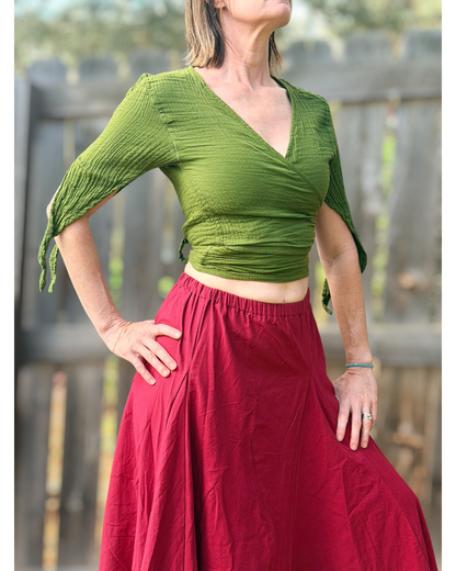 Wrap Around Top - Crinkle Green