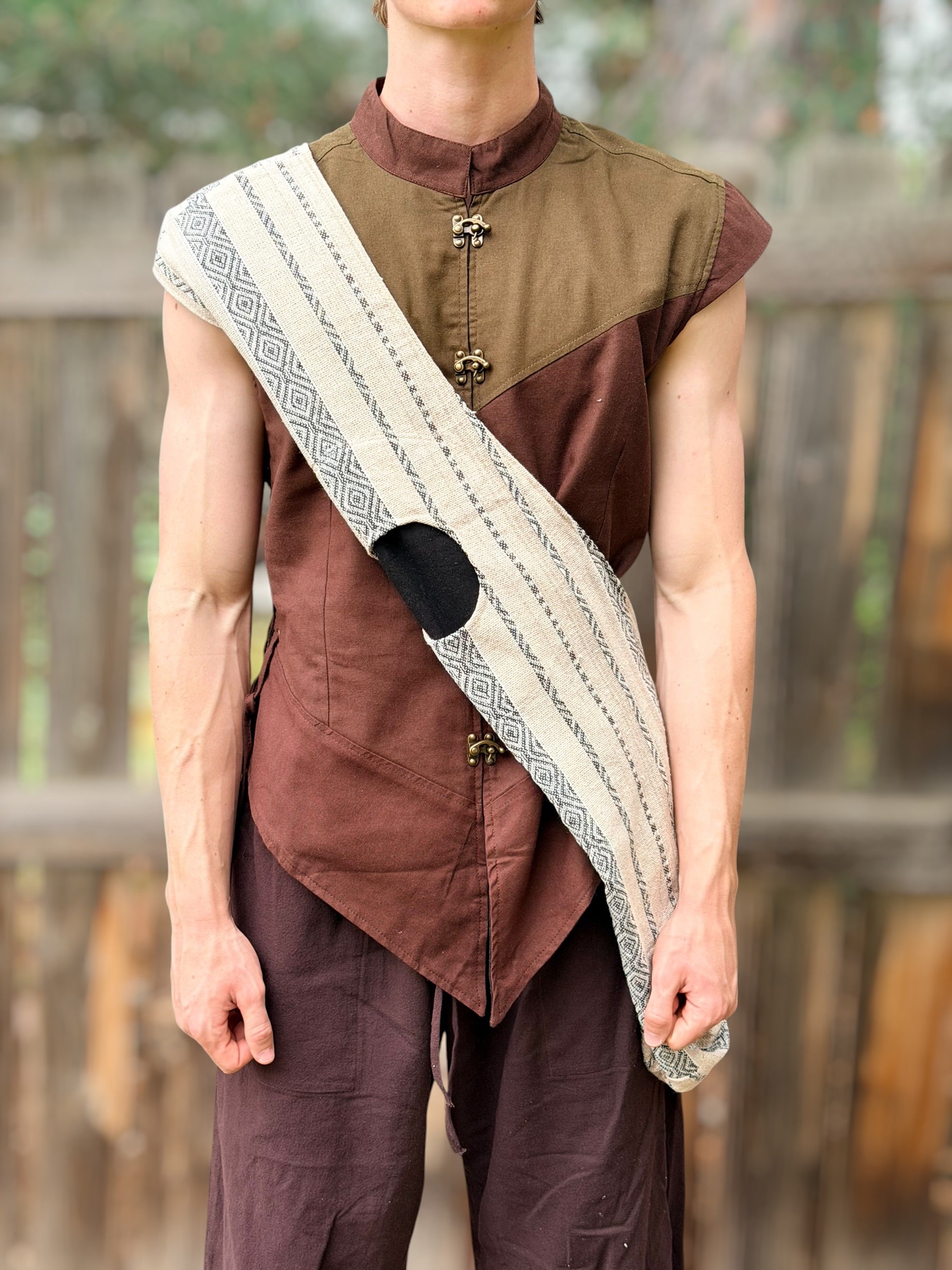 Monk Bag - Cream Patterned