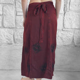 'Wrap Around Skirt' Long Embroidered - Red