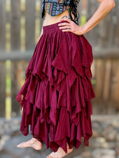 Fay Ragged Cut Skirt - Maroon