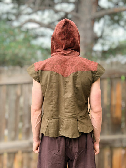 Hooded Doublet - Green/Stone Brown