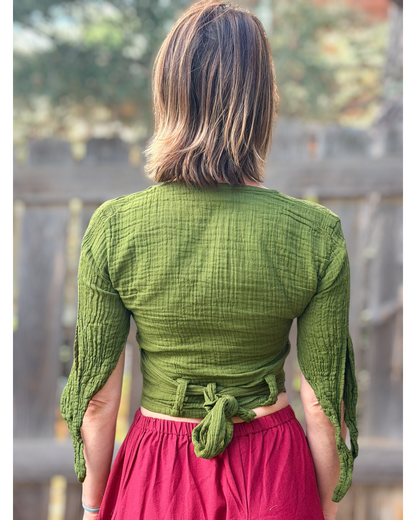 Wrap Around Top - Crinkle Green