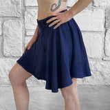 'Short Pixie Skirt' Embroidered Rayon - Blue
