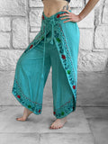 'Split' Indian Stonewashed Rayon Pants - Blue