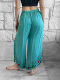 'Split' Indian Stonewashed Rayon Pants - Blue