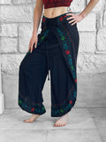 'Split' Indian Rayon Pants - Black