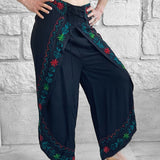 'Split' Indian Rayon Pants - Black